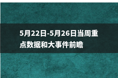 5月22日-5月26日当周重点数据和大事件前瞻