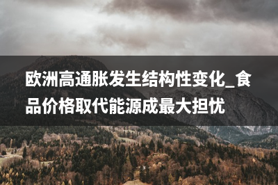 欧洲高通胀发生结构性变化 食品价格取代能源成最大担忧