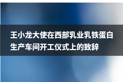 王小龙大使在西部乳业乳铁蛋白生产车间开工仪式上的致辞